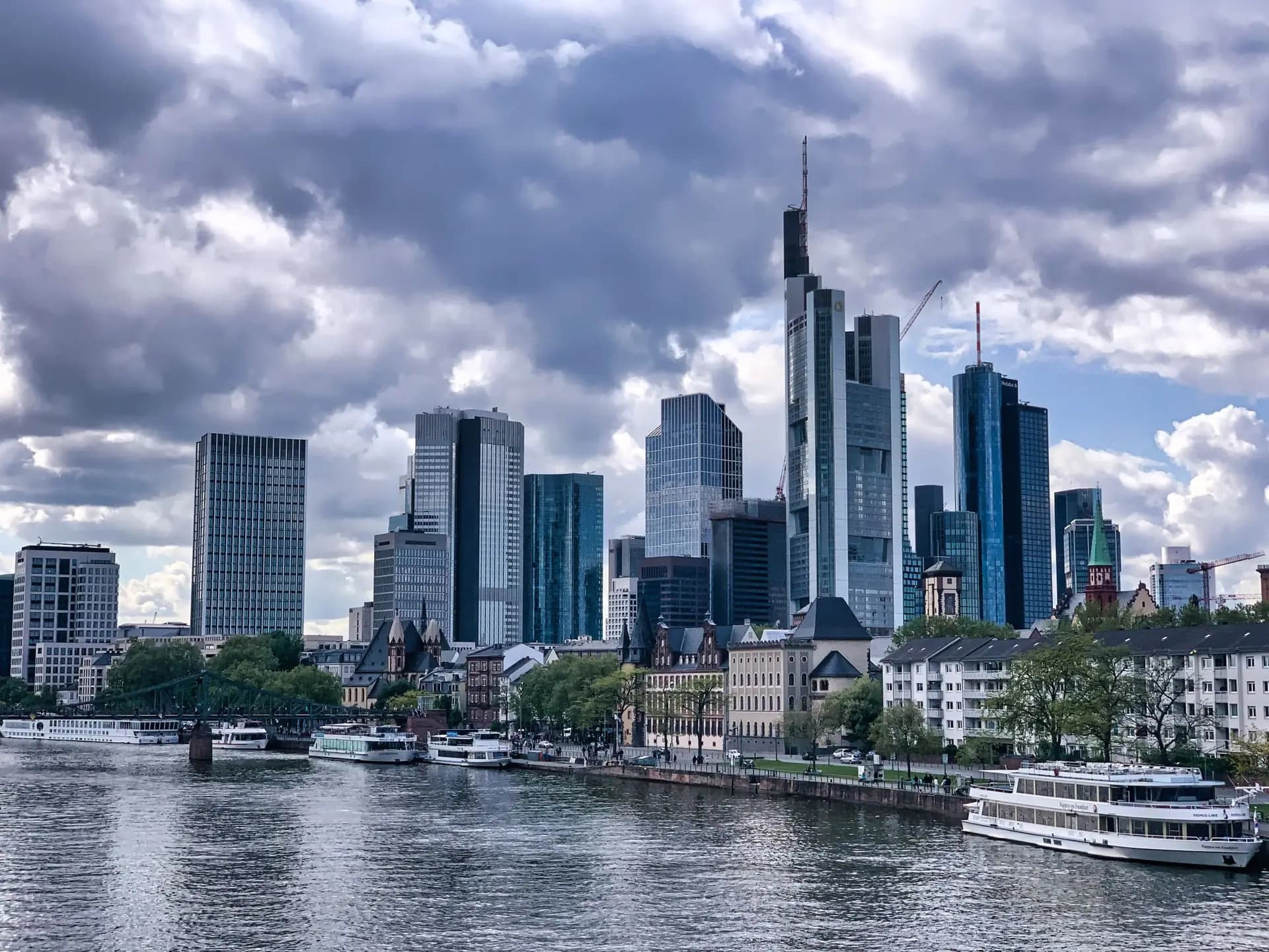 Frankfurt skyline over the river Main