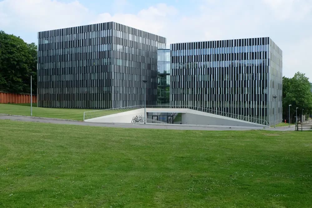 Modern university campus buildings