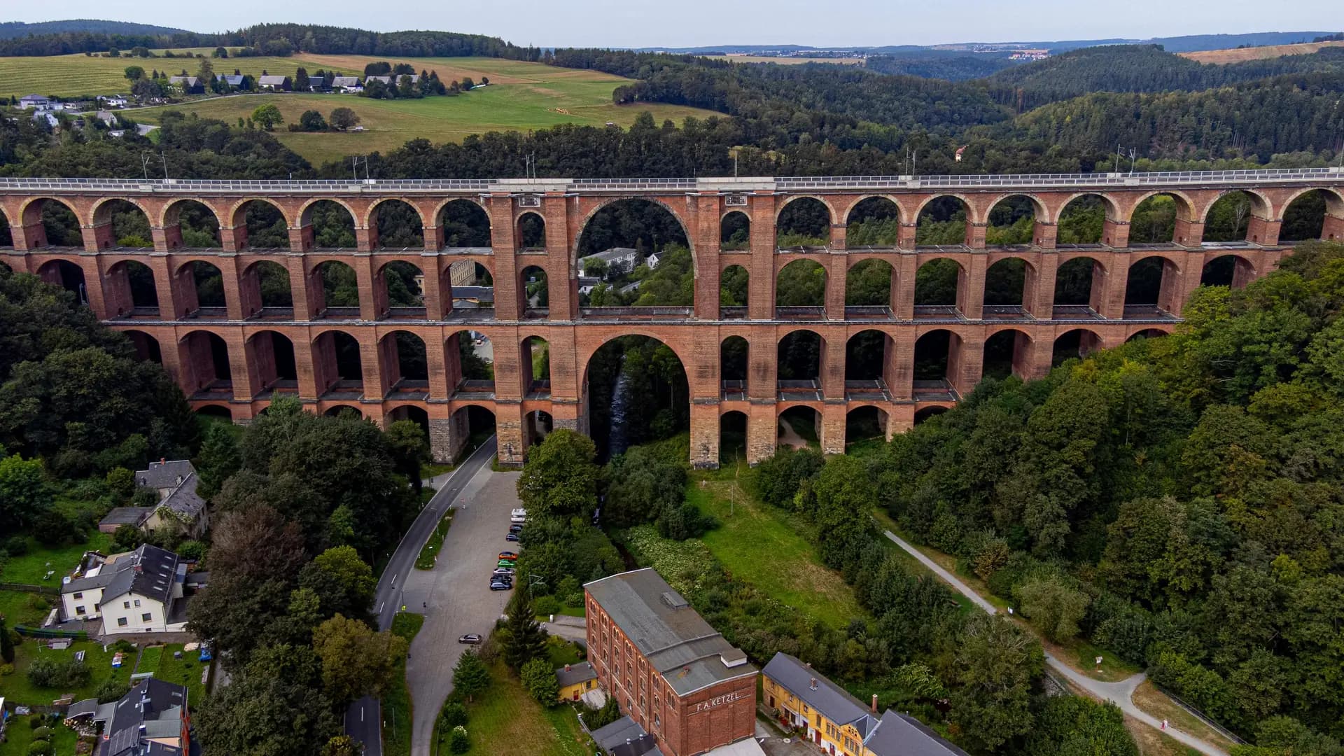 Göltzsch Viaduct, a large brick railway bridge in Saxony